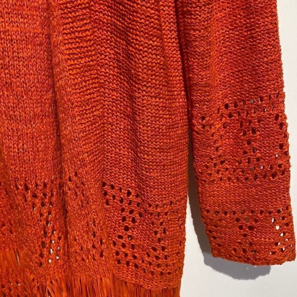 Michael Michael Kors Women's Fringe Hem Open Front Cardigan In Red Size XS - Picture 5 of 11